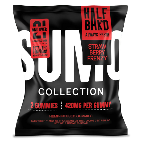 Half Bak'd | Strawberry Frenzy Sumo Gummies | High Potency - 420mg - 2ct Sample Pack