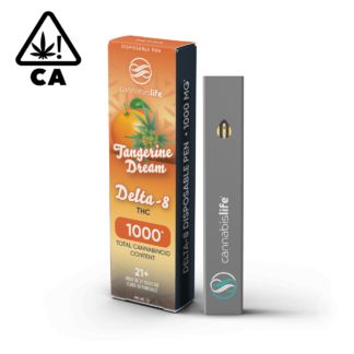Image Displaying Cannabis Life Delta-8 THC Disposable Vape Tangerine Dream