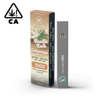 Image Displaying Cannabis Life Delta-8 THC Disposable Vape Vanilla Kush