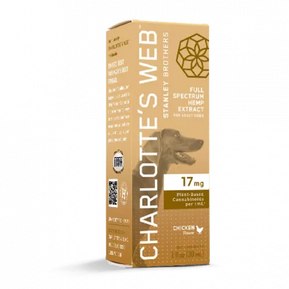 Image displaying Charlotte's Web Hemp Extract for Dogs Chicken Flavored 17mg 30mL