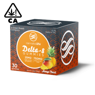 Image Displaying Cannabis Life Delta-8 THC Gummy Edibles 30 Count Mango Twist