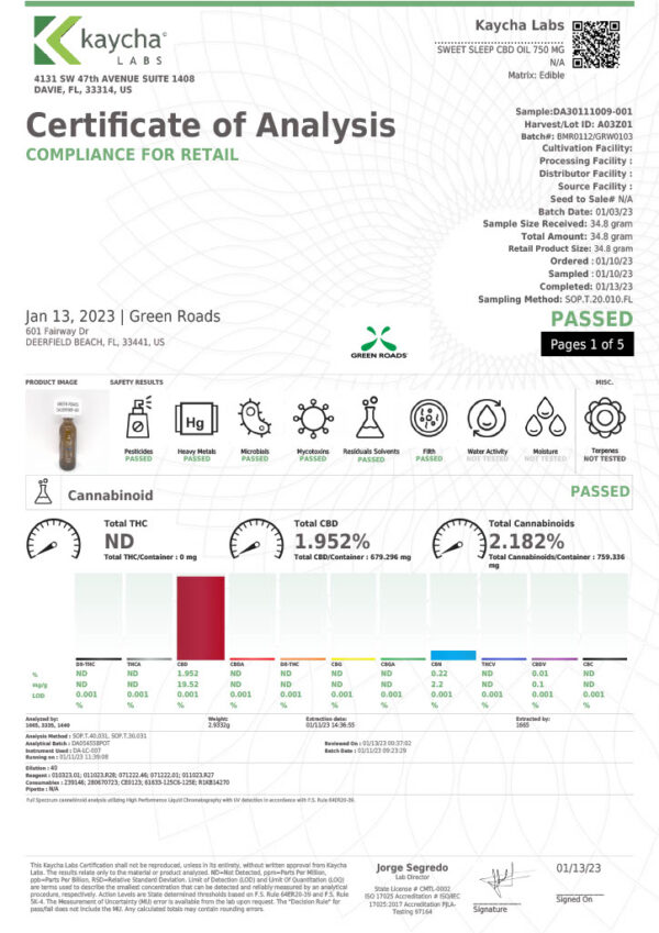 Green Roads | CBD Sleep Tincture | CBD & Melatonin 750mg-30mL - Image 3