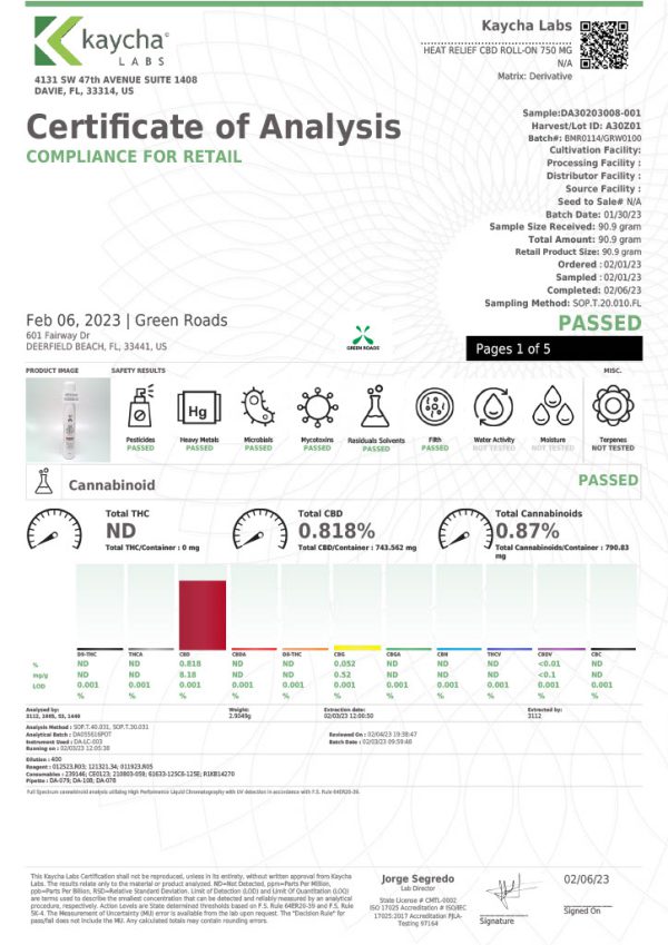 Green Roads | CBD Cream - 750mg Heating Formula | Muscle & Joint Heat Relief Roll-On - Image 6