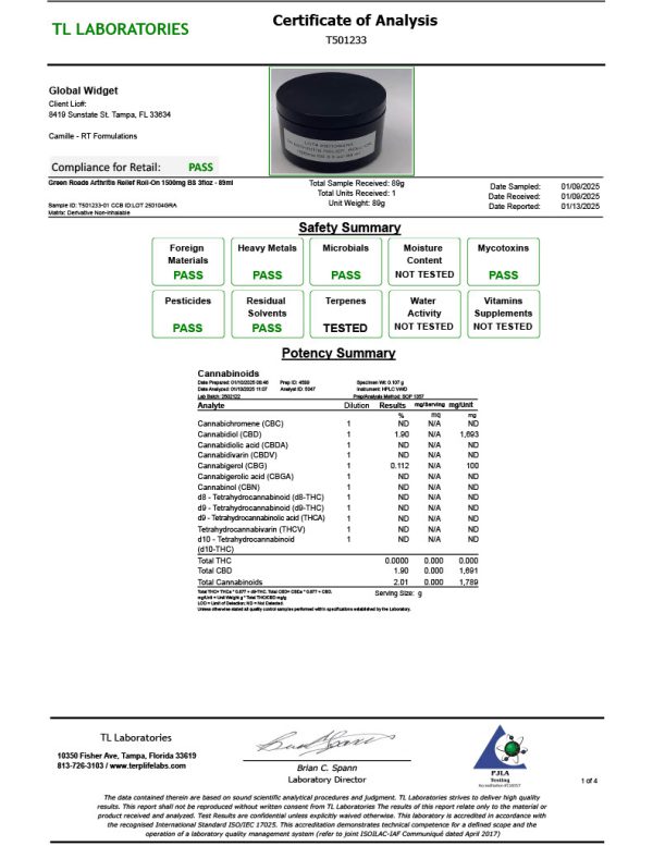 Green Roads | CBD Cream - Pain Relief Roll On | 1500mg CBD Cream For Pain - Image 5