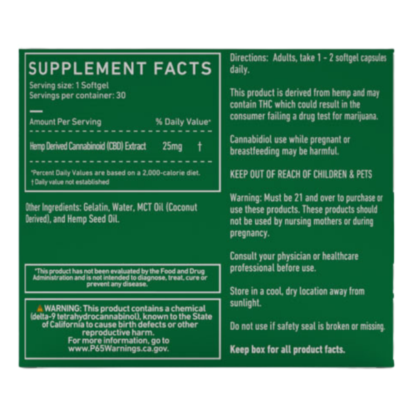 Green Roads | CBD Capsules | 25mg-30 Count - Image 2