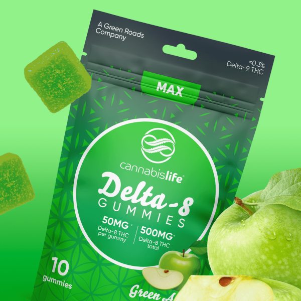 Cannabis Life | Delta-8 THC Gummies - Green Apple | 50mg - 10ct - Image 2