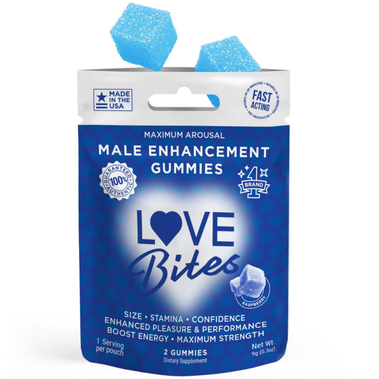 Front of 2ct Male Sexual Enhancement Gummies package with bold design for men's wellness