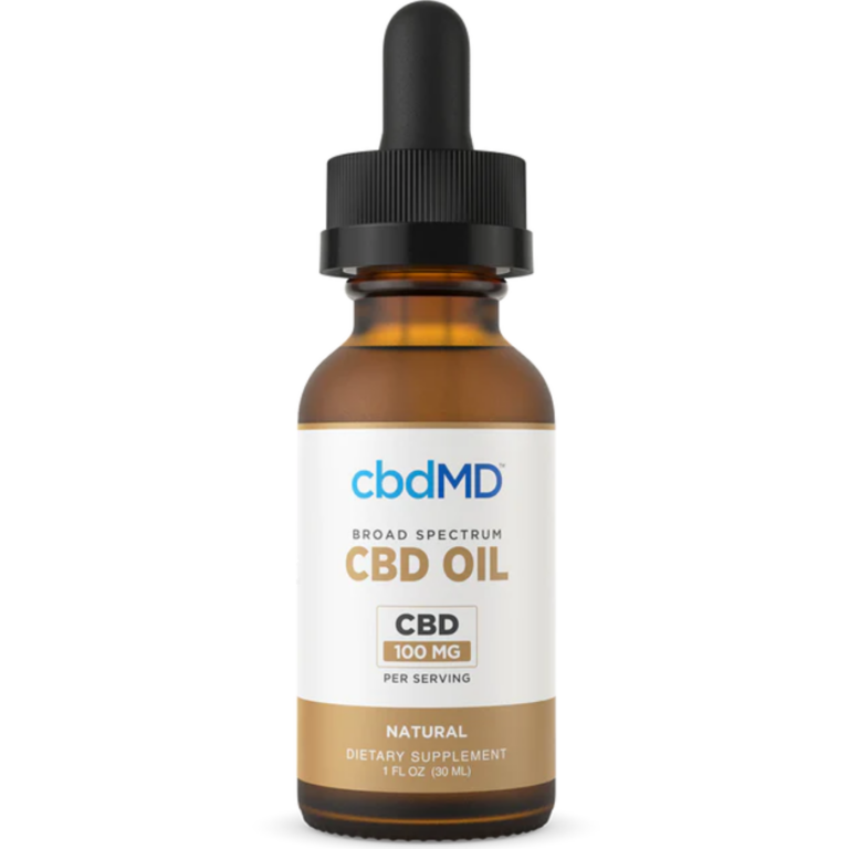 CBDMD CBD Tincture 3000mg in a gold bottle, displayed against a clean white background