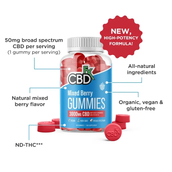 CBDfx | CBD Gummies Mixed Berry | 3000mg - 60ct - Image 2