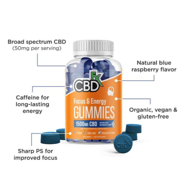 CBDfx | CBD Focus & Energy Gummies | 1500mg - 60ct - Image 2