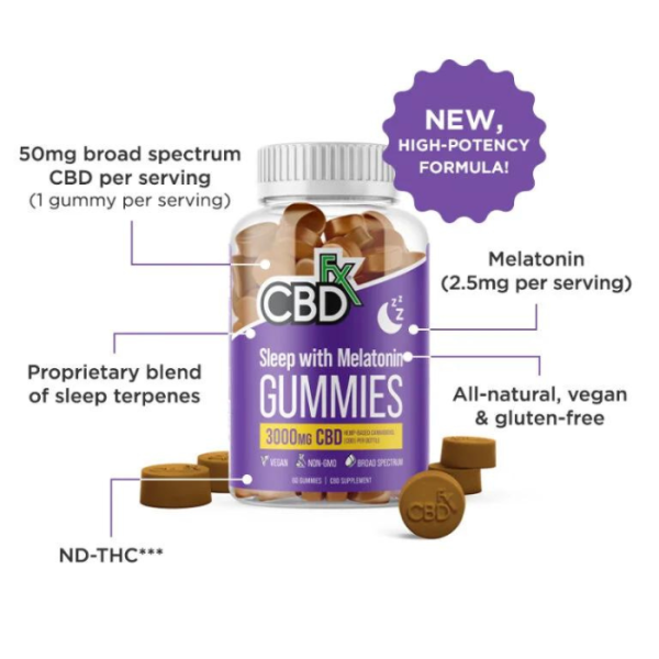 CBDfx | CBD & Melatonin Gummies | 3000mg - 60ct - Image 3