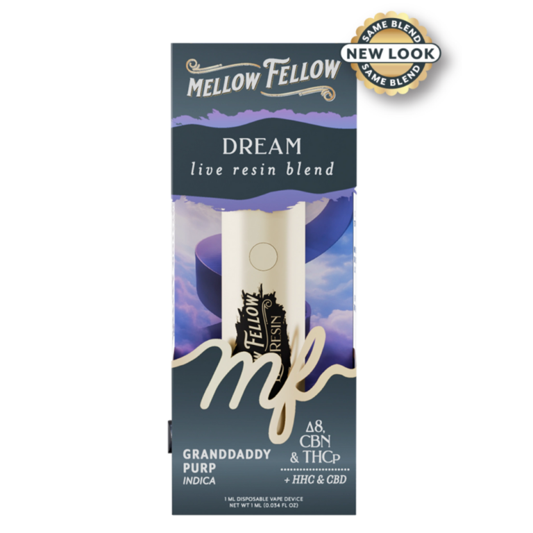 Front of Granddaddy Purp THC Vape Pen package featuring sleek, modern design with deep purple-inspired artwork