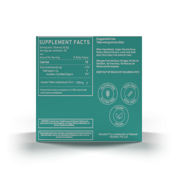Kava Gummies - Tahitian Berry - Back of Box