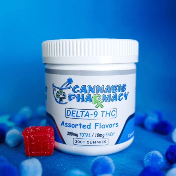 Cannabis Pharmacy THC Gummies with 10mg Delta 9 THC for a balanced relaxation experience.