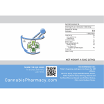 Back label of Delta 9 THC 10mg Assorted 30ct Gummies by Cannabis Pharmacy, featuring safety details, disclaimers, and product certifications.