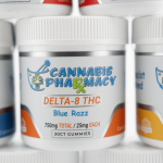 Premium Cannabis Pharmacy 25mg Delta 8 THC Gummies Blue Raspberry 30ct for blue use