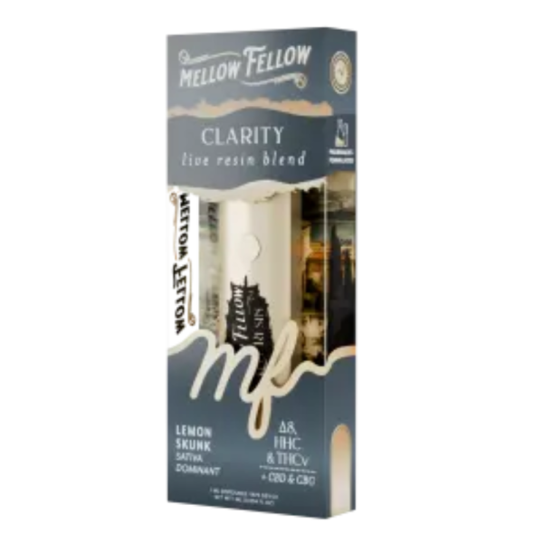 Right side of Lemon Skunk THC Vape Pen displaying dosage information, ingredients, and safety warnings