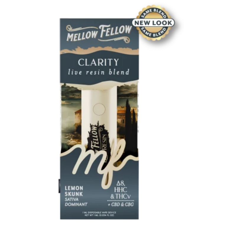 Front of Lemon Skunk THC Vape Pen package featuring bold citrus-inspired artwork with sleek, modern design