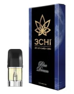 Front of 3CHI Blue Dream Pods with THC featuring sleek design and vibrant, dreamy-inspired packaging