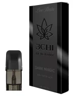 Front of 3CHI Dark Magic Pods with THC showcasing sleek pod design and mystical, dark-inspired packaging