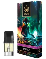 Front of 3CHI Pulse Pods with THC featuring sleek design and energy-inspired, modern packaging