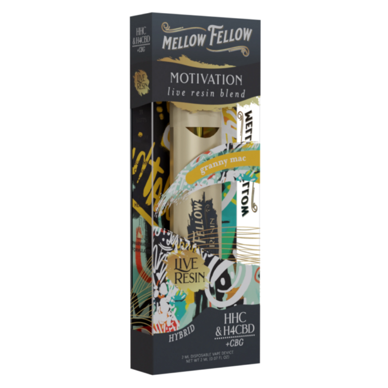 Front of Granny Mac THC Vape Pen featuring sleek design and rustic, apple-inspired artwork