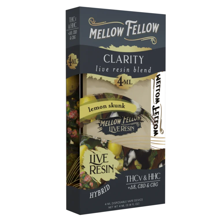 Front of 4ML Lemon Skunk THC Vape Pen featuring larger capacity design and bright citrus-themed artwork