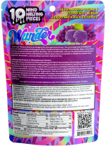 Back of Grape Mushroom Gummies with Kava package displaying ingredient list, dosage information, and nutritional details