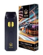 Front of True Strains Full Throttle THC Vape package featuring sleek, modern design with high-energy, speed-inspired artwork