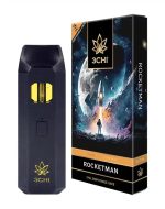 Front of True Strains Rocket Man THC Vape package featuring sleek, modern design with cosmic, space-inspired artwork