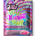 Front of 2ct Pink Lemonade Mushroom Gummies with Blue Lotus package featuring vibrant pink lemonade-inspired artwork with sleek, modern design