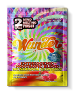 Front of 2ct High Potency Strawnana Mushroom Gummies package featuring vibrant strawberry and banana-inspired artwork with sleek, modern design