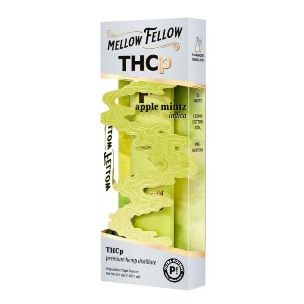 Right side of Apple Mintz THCP Vape showing product details, strain information, and branding