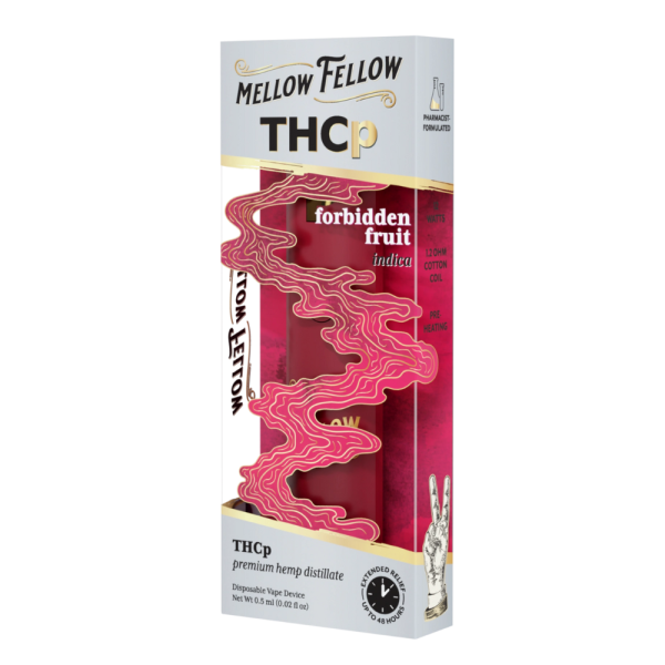 Right side of Forbidden Fruit THCP Vape showing product details, strain information, and branding