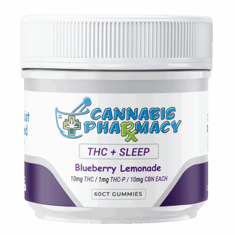 Cannabis Pharmacy Deep Dream Sleep Gummies 60 count - Blueberry Lemonade flavor with 10mg CBN, 10mg D9, and 1mg THCP