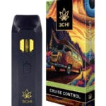 Front of True Strains Cruise Control THC Vape package featuring sleek, modern design with smooth, motion-inspired artwork