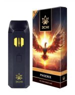Front of True Strains Phoenix THC Vape package featuring sleek, modern design with fiery phoenix-inspired artwork