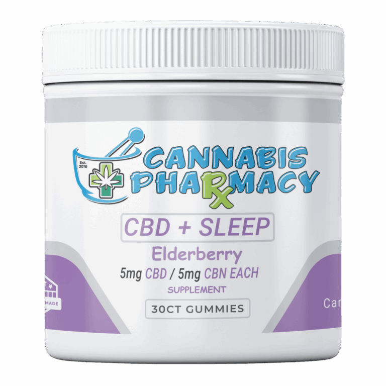 Cannabis Pharmacy Sleep Light Gummies 30 count - Elderberry flavor with 5mg CBN, 5mg CBD, and 2.5mg Melatonin