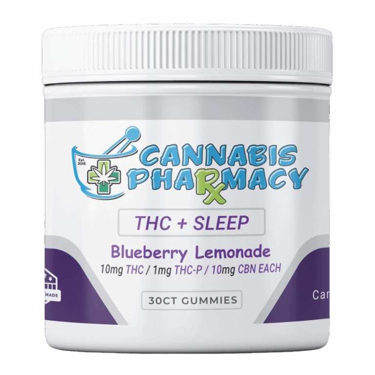 Cannabis Pharmacy Deep Dream Sleep Gummies 30 count - Blueberry Lemonade flavor with 10mg CBN, 10mg D9, and 1mg THCP