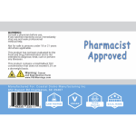 Back label of Delta 9 THC 10mg Assorted 30ct Gummies by Cannabis Pharmacy, featuring safety details, disclaimers, and product certifications.