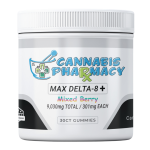 Cannabis Pharmacy Heavyweight Delta8 Max Gummies 30 count - Mixed Berry flavor with 250mg Delta 8, 50mg CBD, and 1mg THCP