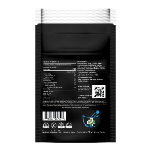 Cannabis Pharmacy | Heavyweight Delta8 Max | 250mg D8 + 50mg CBD + 1mg THCP - Mixed Berry - 2ct - Image 2