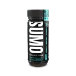 Black bottle of Half Bak’d Baja Burst Sumo Gummies standing upright, with bold white "SUMO" text running vertically and turquoise accents on the cap and label.