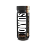 Alt Text: Front-facing view of Half Bak’d Pure Peach Sumo Gummies jar with gold labeling and bold SUMO design.