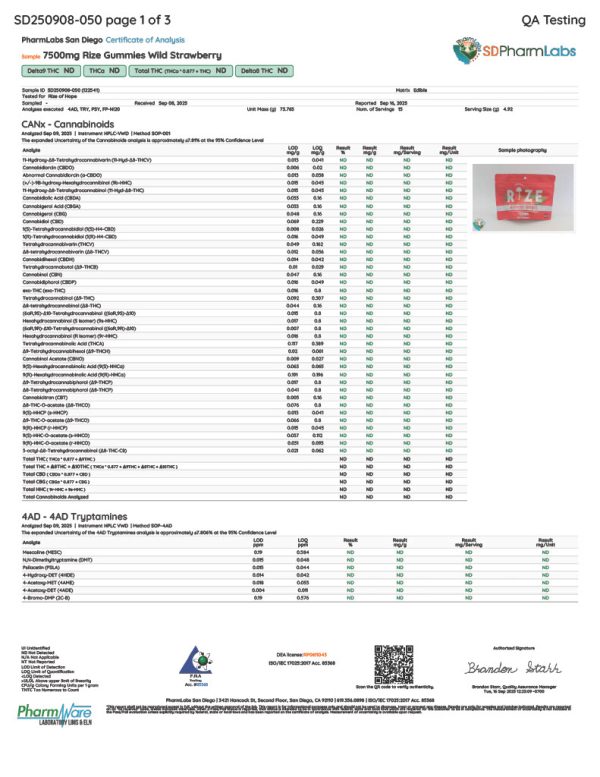 Rize | Wild Strawberry Mushroom Gummies | Megadose 7500mg - 15ct - Image 3