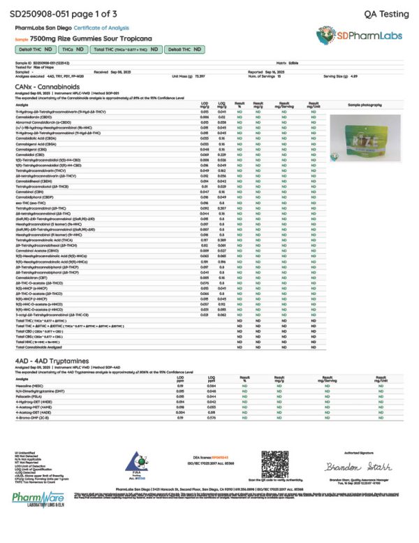 Rize | Sour Tropicana Mushroom Gummies | Megadose 7500mg - 15ct - Image 3