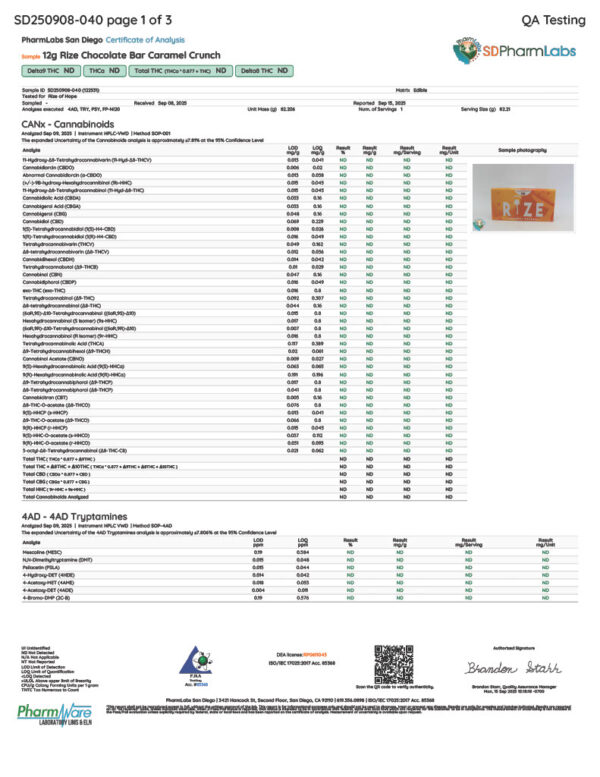 Rize | Caramel Crunch Mushroom Chocolate Bar | Megasdose 12g Bar - Image 2