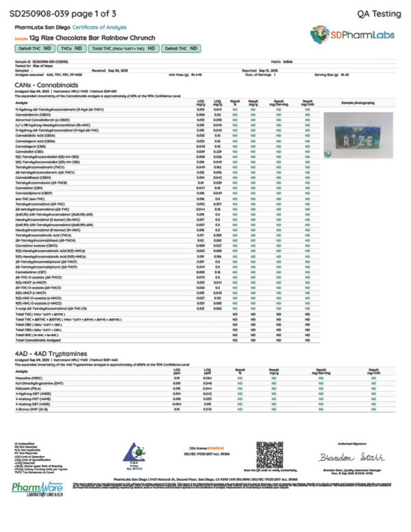 Rize | Rainbow Crunch Mushroom Chocolate Bar | Megasdose 12g Bar - Image 2