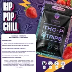 Creating Better Days Strawberry THCP Tabs packaging and promotional images featuring strawberry flavor, 3mg THC-P per tab, 49 tabs per pouch, and product highlights for sublingual use.