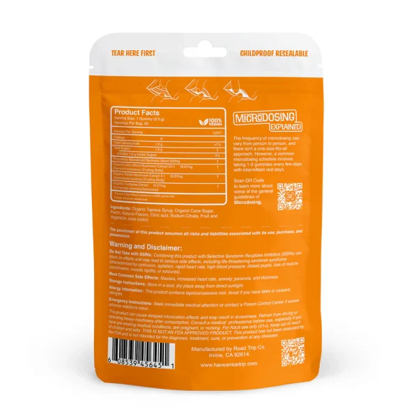 Road Trip | Microdosed Orange Mushroom Gummies  | Functional Mushrooms - Micro Dose - 20ct - Image 2